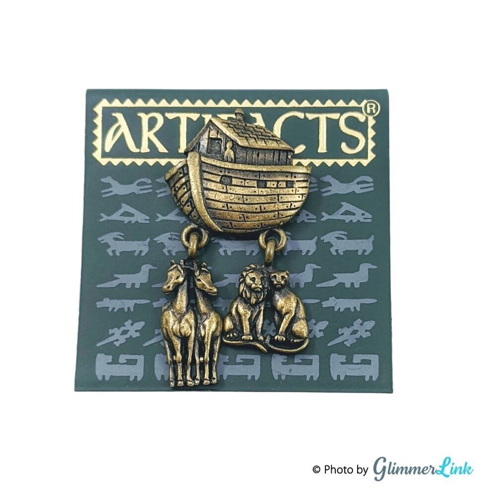 Vintage JJ Jonette Jewelry ARTIFACTS Bronze Tone Noah's Ark Pin